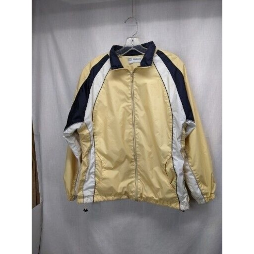 Vintage Wilson Jacket Mens Large Yellow Zip Windbreaker Hooded Coat 90s